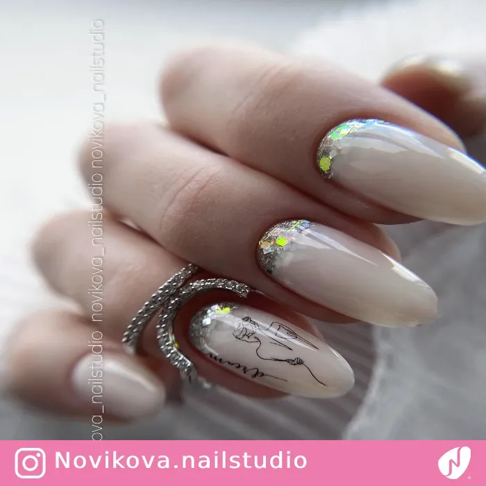 Abstract Woman on Glitter Ombre Nails